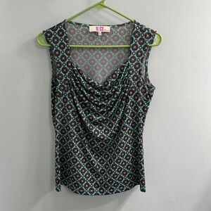Turquoise Drop Neck Sleeveless Blouse